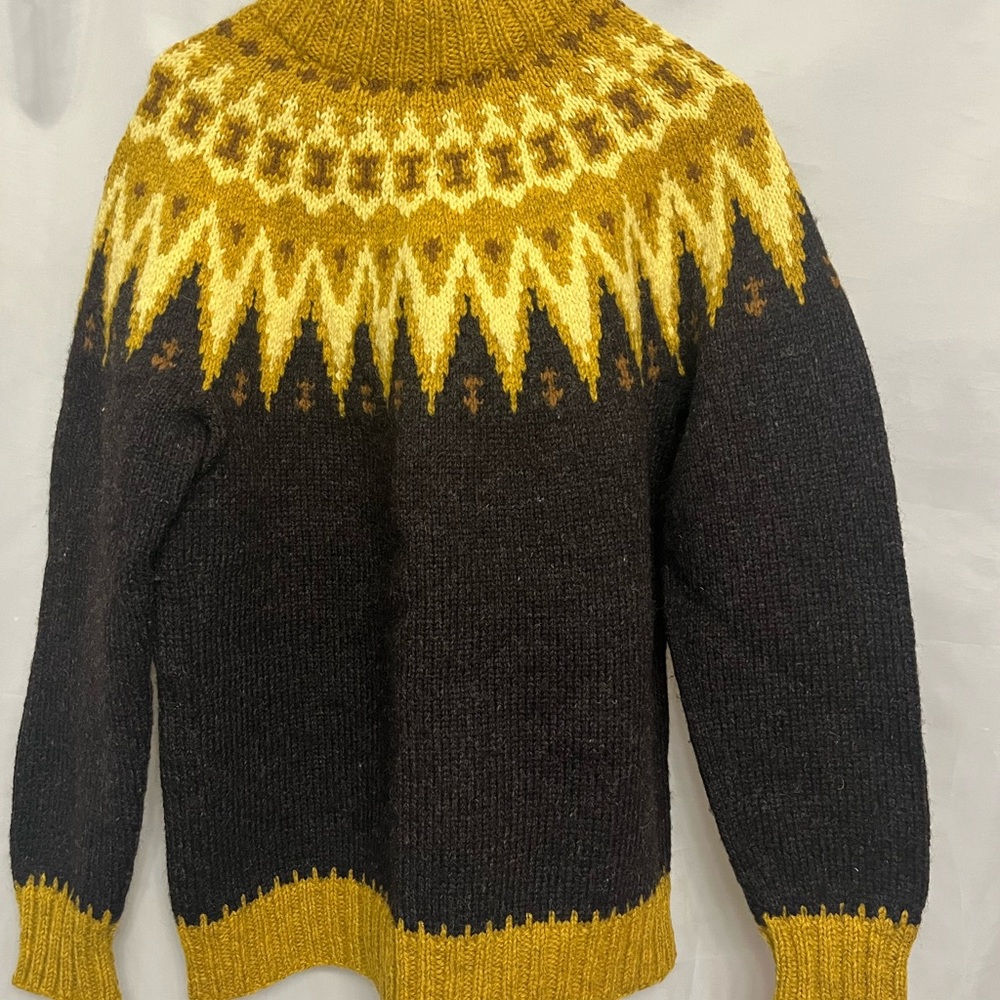 Mustard and Charcoal Fair Isle Wool Sweater